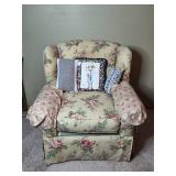 Floral Upholstered Armchair with Cushions