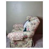 Floral Upholstered Armchair with Cushions