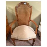 Vintage Cane-Back Armchair with Upholstered Seat