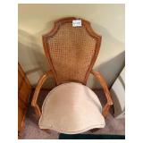 Vintage Cane-Back Armchair with Upholstered Seat