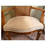 Vintage Cane-Back Armchair with Upholstered Seat
