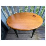 Oval Wooden Side Table with Painted Legs