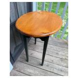 Oval Wooden Side Table with Painted Legs