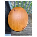 Oval Wooden Side Table with Painted Legs