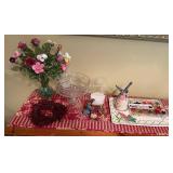 VTG Decorative Items Inc Compote, Nativity Pieces & Faux Floral Arrangement