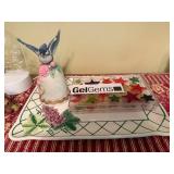 VTG Decorative Items Inc Compote, Nativity Pieces & Faux Floral Arrangement