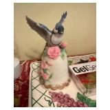 VTG Decorative Items Inc Compote, Nativity Pieces & Faux Floral Arrangement