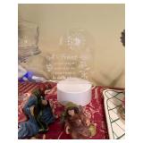 VTG Decorative Items Inc Compote, Nativity Pieces & Faux Floral Arrangement