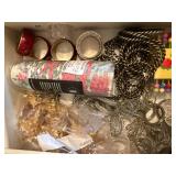 Assorted Holiday and Craft Items Including Ribbons, Lace and Beads