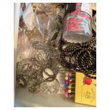 Assorted Holiday and Craft Items Including Ribbons, Lace and Beads