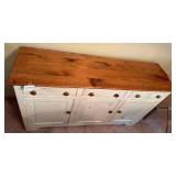 Antique Style Wooden Sideboard with Natural Wood Top