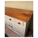 Antique Style Wooden Sideboard with Natural Wood Top