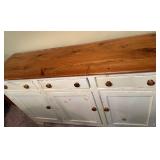 Antique Style Wooden Sideboard with Natural Wood Top