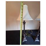 Pair of Bronze Like Table Lamps with Fabric Shades