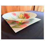 Floral Frosted Glass Bowl with Plate Set