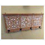 Decorative Wall Mount Washes White Cross and Hook Rack Set