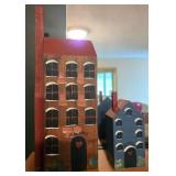 Decorative Wall Mirror with Hanging Shelf and Faux Ivy Plant