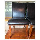 Set of 2 Used Dining Chairs with Wooden Frame and Black Upholstery