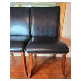 Set of 2 Used Dining Chairs with Wooden Frame and Black Upholstery