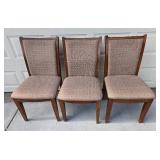 Set of 3 Wooden Dining Chairs with Cushioned Seats