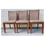 Set of 3 Wooden Dining Chairs with Cushioned Seats