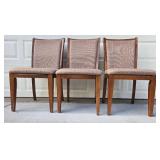 Set of 3 Wooden Dining Chairs with Cushioned Seats