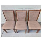 Set of 3 Wooden Dining Chairs with Cushioned Seats