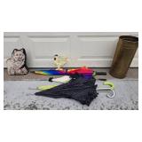 Home Decor Collection with Vintage Umbrellas and Brass Like Umbrella Stand