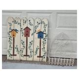 Decorative Wooden Panel and Metal Garden Shelf Set