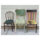 VTG Wooden Chairs - 2 Hand-Painted