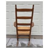 Vintage Wooden Ladderback Rocking Chair with Woven Seat