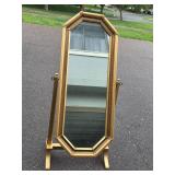 Vintage Gold-Framed Octagon Standing Mirror