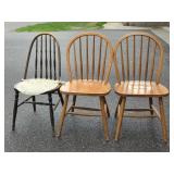 Set of 3 Assorted Wooden Windsor Chairs