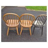 Set of 3 Assorted Wooden Windsor Chairs