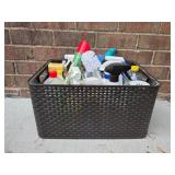 Large Collection of Cleaning Products with Assorted Spray Bottles and Cleaners - content quantities unverified