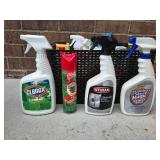 Large Collection of Cleaning Products with Assorted Spray Bottles and Cleaners - content quantities unverified