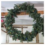 Set of 3 Holiday Wreaths with Lights and Decorative Star