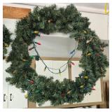 Set of 3 Holiday Wreaths with Lights and Decorative Star