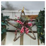 Set of 3 Holiday Wreaths with Lights and Decorative Star