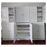 Set of Modular White Storage Cabinets
