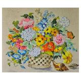 Large Framed Floral Needlepoint Artwork