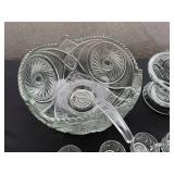 Elegant VTG Pressed Glass Punch Bowl Set with Cups and Bowl