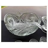 Elegant VTG Pressed Glass Punch Bowl Set with Cups and Bowl