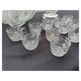 Elegant VTG Pressed Glass Punch Bowl Set with Cups and Bowl