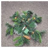 Christmas Decoration Set: Garland, Mini Tree, Snowflake LED Wall Decor, and Nativity Scene Silhouette