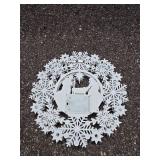 Christmas Decoration Set: Garland, Mini Tree, Snowflake LED Wall Decor, and Nativity Scene Silhouette