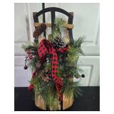 Christmas Decor Set: 2 Festive Sleds & Light-Up Barn