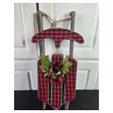 Christmas Decor Set: 2 Festive Sleds & Light-Up Barn