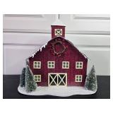 Christmas Decor Set: 2 Festive Sleds & Light-Up Barn
