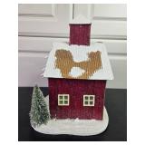 Christmas Decor Set: 2 Festive Sleds & Light-Up Barn